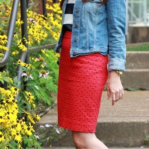J. Crew‎ Red Pencil Skirt